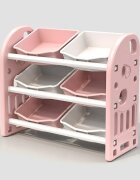 Nichiduta Garden Organizator pentru jucarii Butterfly Pink cu 3 nivele si 6 cutii depozitare margini rotunjite 77x66x32 cm