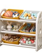 Nichiduta Garden Organizator pentru jucarii Butterfly Yellow cu 3 nivele si 6 cutii depozitare margini rotunjite 77x66x32 cm
