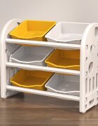 Nichiduta Garden Organizator pentru jucarii Butterfly Yellow cu 3 nivele si 6 cutii depozitare margini rotunjite 77x66x32 cm