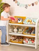 Nichiduta Garden Organizator pentru jucarii Butterfly Yellow cu 3 nivele si 6 cutii depozitare margini rotunjite 77x66x32 cm