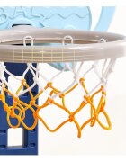 Nichiduta Garden Set de joaca 4 in 1 Dolphin Blue cu Poarta fotbal Cos de baschet cu inaltime reglabila Cosa si minge de golf Joc de indemanare cu inele