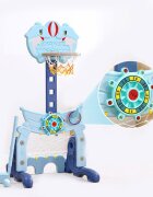 Nichiduta Garden Set de joaca 4 in 1 Dolphin Blue cu Poarta fotbal Cos de baschet cu inaltime reglabila Cosa si minge de golf Joc de indemanare cu inele