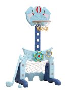 Nichiduta Garden Set de joaca 4 in 1 Dolphin Blue cu Poarta fotbal Cos de baschet cu inaltime reglabila Cosa si minge de golf Joc de indemanare cu inele