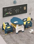 Nichiduta Garden Set masuta 82.5 x 52 x 48.5 cm si 2 scaunele ergonomice cu spatar si manere laterale pentru copii Yellow varsta 3-6 ani