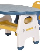 Nichiduta Garden Set masuta 82.5 x 52 x 48.5 cm si 2 scaunele ergonomice cu spatar si manere laterale pentru copii Yellow varsta 3-6 ani