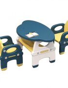 Nichiduta Garden Set masuta 82.5 x 52 x 48.5 cm si 2 scaunele ergonomice cu spatar si manere laterale pentru copii Yellow varsta 3-6 ani