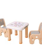 Nichiduta Garden Set masuta cu sertare si 2 scaunele cu spatar pentru copii Learning Table Orange design ergonomic robust cu margini rotunjite