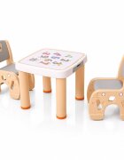Nichiduta Garden Set masuta cu sertare si 2 scaunele cu spatar pentru copii Learning Table Orange design ergonomic robust cu margini rotunjite
