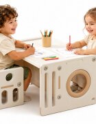 Nichiduta Garden Set mobilier pentru copii BrownWhite sistem modular compus din birou si 2 scaunele multifunctional ergonomic