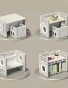 Nichiduta Garden Set mobilier pentru copii GreyWhite sistem modular compus din birou si 2 scaunele multifunctional ergonomic