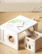 Nichiduta Garden Set mobilier pentru copii GreyWhite sistem modular compus din birou si 2 scaunele multifunctional ergonomic