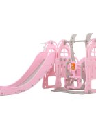 Nichiduta Garden Spatiu de joaca 3 in 1 Nichiduta Dolphin Pink cu leagan convertibil Tobogan cu manere si trepte late Cos de baschet greutate maxim suportata 50 Kg