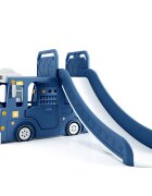 Nichiduta Garden Spatiu de joaca 3 in 1 pentru copii Happy Bus Blue cu tobogan cos de baschet 190 x 210 x 116 cm utilizare interiorexterior usa cu deschidere margini rotunjite
