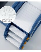 Nichiduta Garden Spatiu de joaca 3 in 1 pentru copii Happy Bus Blue cu tobogan cos de baschet 190 x 210 x 116 cm utilizare interiorexterior usa cu deschidere margini rotunjite