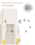 Nichiduta Garden Spatiu de joaca 3 in 1 pentru copii Happy Bus White cu tobogan cos de baschet 190 x 210 x 116 cm utilizare interiorexterior usa cu deschidere margini rotunjite