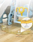 Nichiduta Garden Spatiu de joaca 3in1 Astronaut Blue cu tobogan leagan cu bara de protectie detasabila jucarie muzicala cos de baschet si minge inclusa