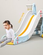 Nichiduta Garden Spatiu de joaca 3in1 Astronaut Blue cu tobogan leagan cu bara de protectie detasabila jucarie muzicala cos de baschet si minge inclusa