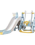 Nichiduta Garden Spatiu de joaca 3in1 Astronaut Blue cu tobogan leagan cu bara de protectie detasabila jucarie muzicala cos de baschet si minge inclusa