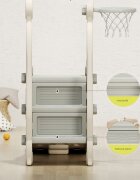 Nichiduta Garden Spatiu de joaca 4 in 1 Happy Turtle Beige cu tobogan leagan cu bara de protectie detasabila jucarie muzicala cos de baschet minge si poarta de fotbal