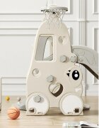 Nichiduta Garden Spatiu de joaca 4 in 1 Happy Turtle Beige cu tobogan leagan cu bara de protectie detasabila jucarie muzicala cos de baschet minge si poarta de fotbal
