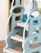 Nichiduta Garden Spatiu de joaca 4 in 1 Tower Blue cu tobogan leagan cu bara de protectie detasabila jucarie muzicala cos de baschet minge si poarta de fotbal