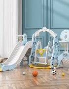 Nichiduta Garden Spatiu de joaca 4in1 Astronaut Arcada Blue cu tobogan leagan cu bara de protectie detasabila jucarie muzicala cos de baschet minge si poarta de fotbal