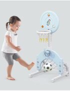 Nichiduta Garden Spatiu de joaca 4in1 Astronaut Blue cu tobogan leagan cu bara de protectie detasabila jucarie muzicala cos de baschet cu inaltime reglabila minge si poarta de fotbal