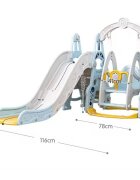 Nichiduta Garden Spatiu de joaca Astronaut Arcada Blue cu Leagan convertibil Tobogan cu trepte late margini rotunjite si Cos de baschet cu Minge inclusa