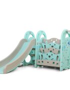 Nichiduta Garden Spatiu de joaca Big Meteor Blue pentru interior cu Tobogan Cos de baschet si organizator carti
