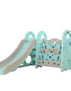 Nichiduta Garden Spatiu de joaca Big Meteor Blue pentru interior cu Tobogan Cos de baschet si organizator carti