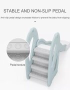 Nichiduta Garden Spatiu de joaca Cloud Light Blue 3 in 1 cu Tobogan cu trepte anti-slip Leagan convertibil reglabil pe inaltime si Cos de baschet detasabil Varsta 3 ani+