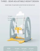 Nichiduta Garden Spatiu de joaca Cloud Light Blue 3 in 1 cu Tobogan cu trepte anti-slip Leagan convertibil reglabil pe inaltime si Cos de baschet detasabil Varsta 3 ani+