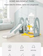 Nichiduta Garden Spatiu de joaca Cloud Light Blue 3 in 1 cu Tobogan cu trepte anti-slip Leagan convertibil reglabil pe inaltime si Cos de baschet detasabil Varsta 3 ani+