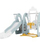 Nichiduta Garden Spatiu de joaca Cloud Light Blue 3 in 1 cu Tobogan cu trepte anti-slip Leagan convertibil reglabil pe inaltime si Cos de baschet detasabil Varsta 3 ani+