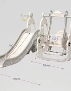 Nichiduta Garden Spatiu de joaca Happy Turtle Grey 3 in 1 cu tobogan leagan cu bara de protectie detasabila jucarie muzicala cos de baschet mingie si piscina cu 200 bile joaca incluse