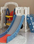 Nichiduta Garden Spatiu de joaca pentru copii 3 in 1 Blue cu platforma tobogan leagan cu bara de protectie detasabila cos de baschet