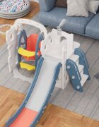 Nichiduta Garden Spatiu de joaca pentru copii 3 in 1 Blue cu platforma tobogan leagan cu bara de protectie detasabila cos de baschet