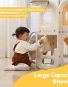 Nichiduta Garden Spatiu de joaca pentru copii 3in1 Blue cu platforma tobogan leagan cu bara de protectie detasabila jucarie muzicala cos de baschet dimensiune 170 x 145 x 110 cm