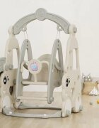 Nichiduta Garden Spatiu de joaca pentru copii 3in1 Happy Turtle Arcada Beige interiorexterior cu tobogan Leagan cu bara de protectie detasabila jucarie muzicala cos de baschet si minge inclusa