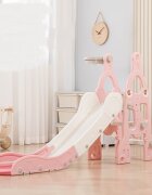 Nichiduta Garden Spatiu de joaca pentru copii 3in1 Rocket Pink cu tobogan leagan cu bara de protectie detasabila jucarie muzicala cos de baschet dimensiune 50 x 135 x 116 cm