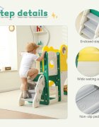 Nichiduta Garden Spatiu de joaca pentru copii greenwhite cu tobogan cos de baschet balustrada de sustinere treptele late dimensiune 134 x 152 x 94 cm