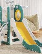 Nichiduta Garden Spatiu de joaca pentru copii Nickron 1 greenwhite cu tobogan balustrada de sustinere treptele late dimensiune 153 x 67 x 80 cm