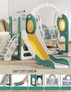 Nichiduta Garden Spatiu de joaca pentru copii Nickron 2 greenwhite Leagan muzical cu masuta tobogan treptele de acces balustrade laterale de sustinere 150 x 170 x 110 cm