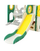 Nichiduta Garden Spatiu de joaca pentru copii Nickron 2 greenwhite Leagan muzical cu masuta tobogan treptele de acces balustrade laterale de sustinere 150 x 170 x 110 cm