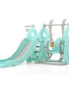 Nichiduta Garden Spatiu de joaca pentru copii Ocean Blue interiorexterior 3in1 cu tobogan leagan cu bara de protectie detasabila si inaltime reglabila jucarie muzicala cos de baschet si minge inclusa