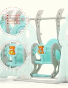 Nichiduta Garden Spatiu de joaca pentru copii Ocean Blue interiorexterior 3in1 cu tobogan leagan cu bara de protectie detasabila si inaltime reglabila jucarie muzicala cos de baschet si minge inclusa