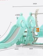 Nichiduta Garden Spatiu de joaca pentru copii Ocean Blue interiorexterior 3in1 cu tobogan leagan cu bara de protectie detasabila si inaltime reglabila jucarie muzicala cos de baschet si minge inclusa