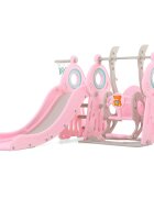 Nichiduta Garden Spatiu de joaca pentru copii Ocean Pink interiorexterior 3in1 cu tobogan leagan cu bara de protectie detasabila si inaltime reglabila jucarie muzicala cos de baschet si minge inclusa