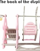 Nichiduta Garden Spatiu de joaca pentru copii Ocean Pink interiorexterior 3in1 cu tobogan leagan cu bara de protectie detasabila si inaltime reglabila jucarie muzicala cos de baschet si minge inclusa