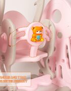 Nichiduta Garden Spatiu de joaca pentru copii Ocean Pink interiorexterior 3in1 cu tobogan leagan cu bara de protectie detasabila si inaltime reglabila jucarie muzicala cos de baschet si minge inclusa